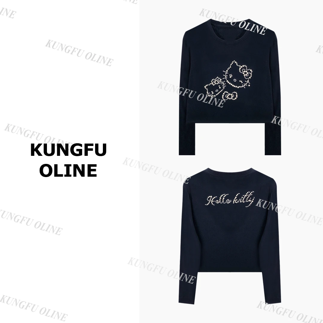 【YY】CT16-74秋季流光风钉珠重工时尚长袖t恤女百搭短打底上衣