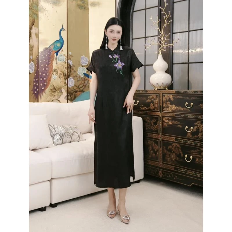 Betty Bairn【熹客 · 香云纱】老料桑蚕丝提花裙25B-BW10111
