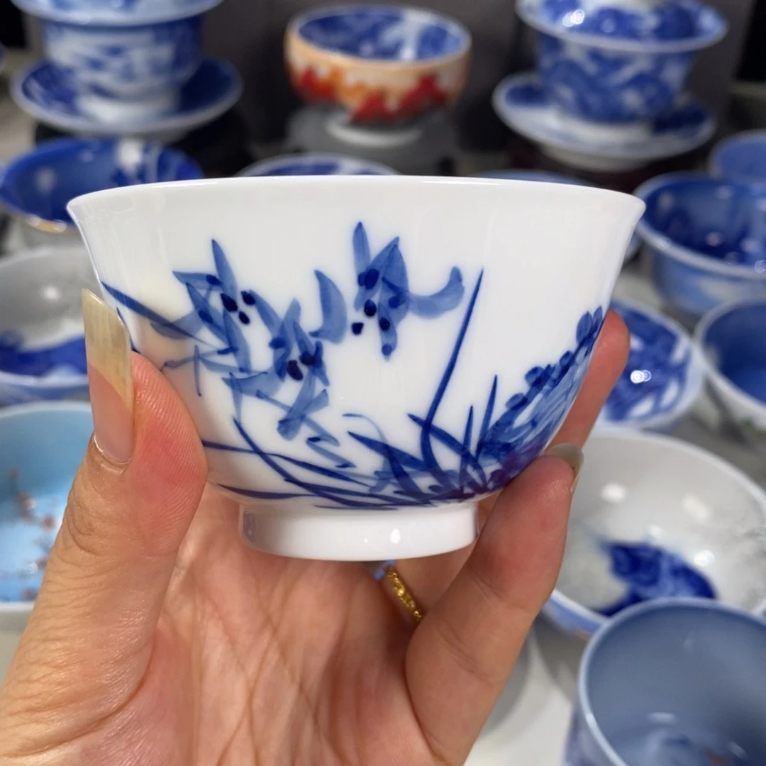 青花兰花主人杯杯