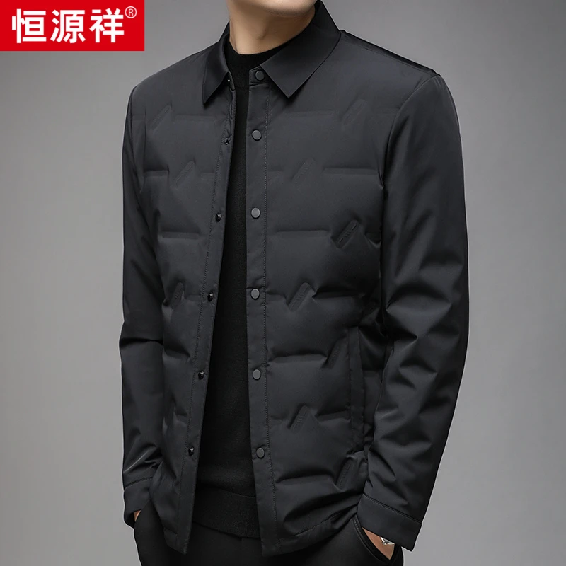 恒源祥羽绒服男士秋冬季保暖加厚中年爸爸装宽松百搭时尚轻薄外套
