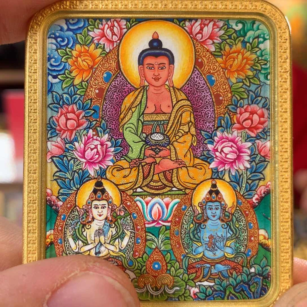 吊坠四****哥热贡纯手绘唐卡阿弥陀佛