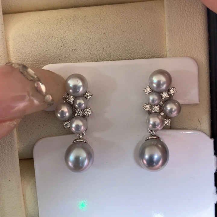 银S925镶嵌耳饰海水珍珠
