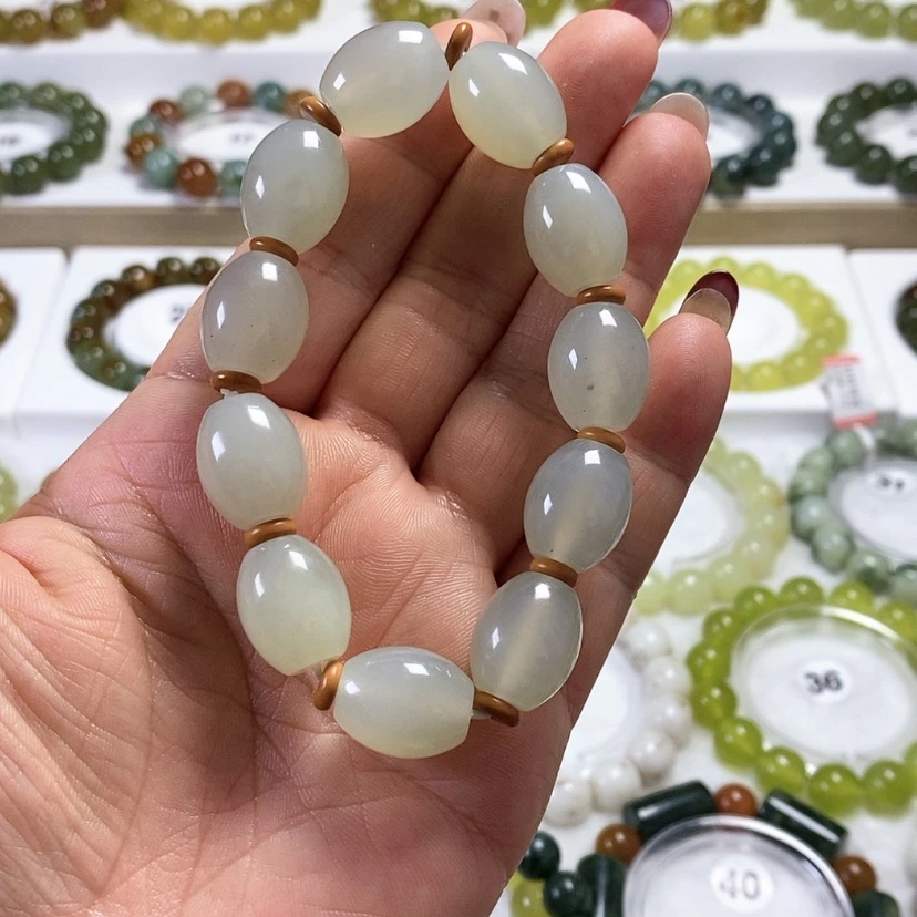 【闪购商品】未镶嵌蛇纹石玉手链卡14