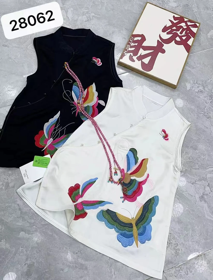 宽松型刺绣常规中长款夏季马夹绣花