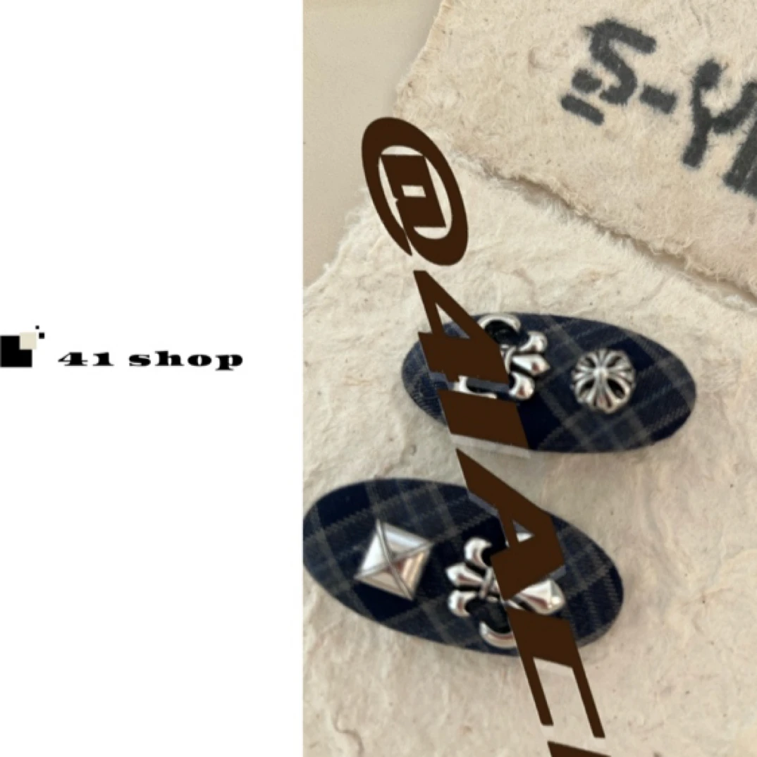 A126 克克船锚AB款蓝色格子复古鸭嘴夹发饰