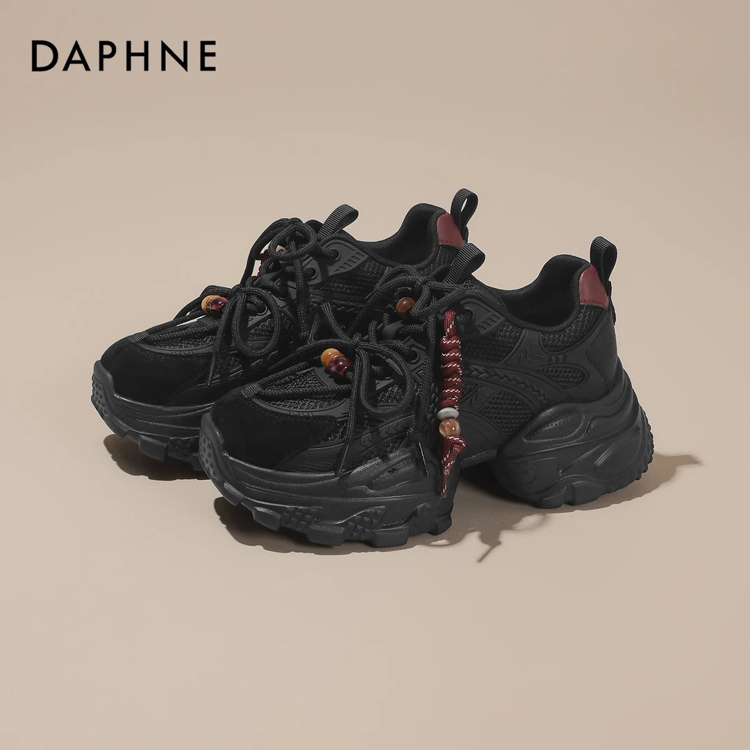 达芙妮新款厚底老爹鞋女2025夏季薄款小个子增高显脚小网面休闲鞋