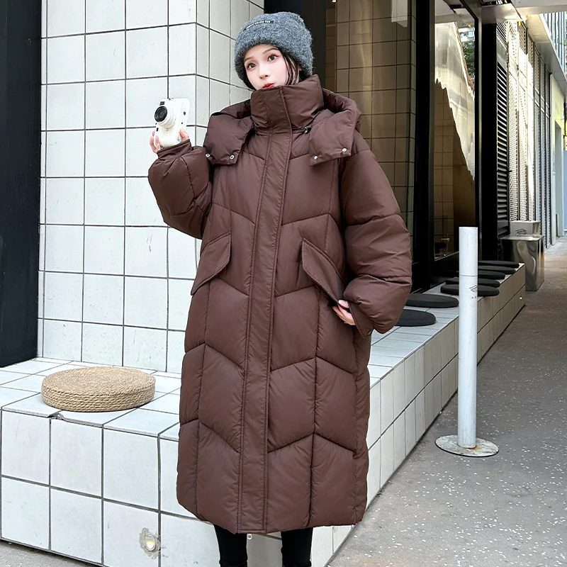 2025年新款冬季加厚保暖棉衣外套时尚棉袄女中长款过膝棉服棉衣潮