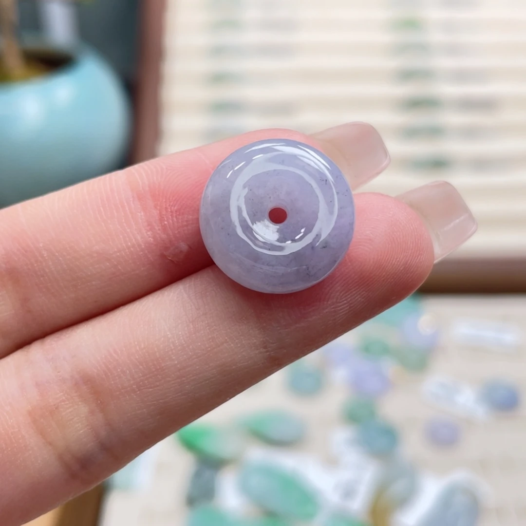翡翠未镶嵌吊坠(不含链)a02冰紫乌鸡飘花平安扣