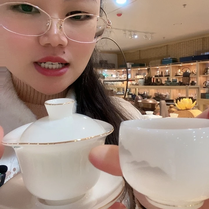 璞玉瓷器盖碗1杯子1