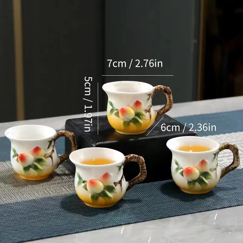 家用陶瓷珐琅彩小寿桃杯