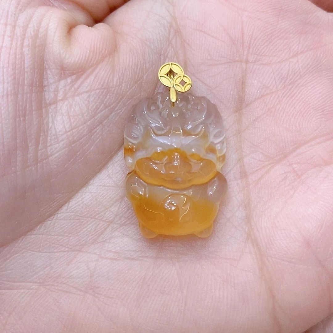 玛瑙/玉髓吊坠(不含链)18K金镶嵌