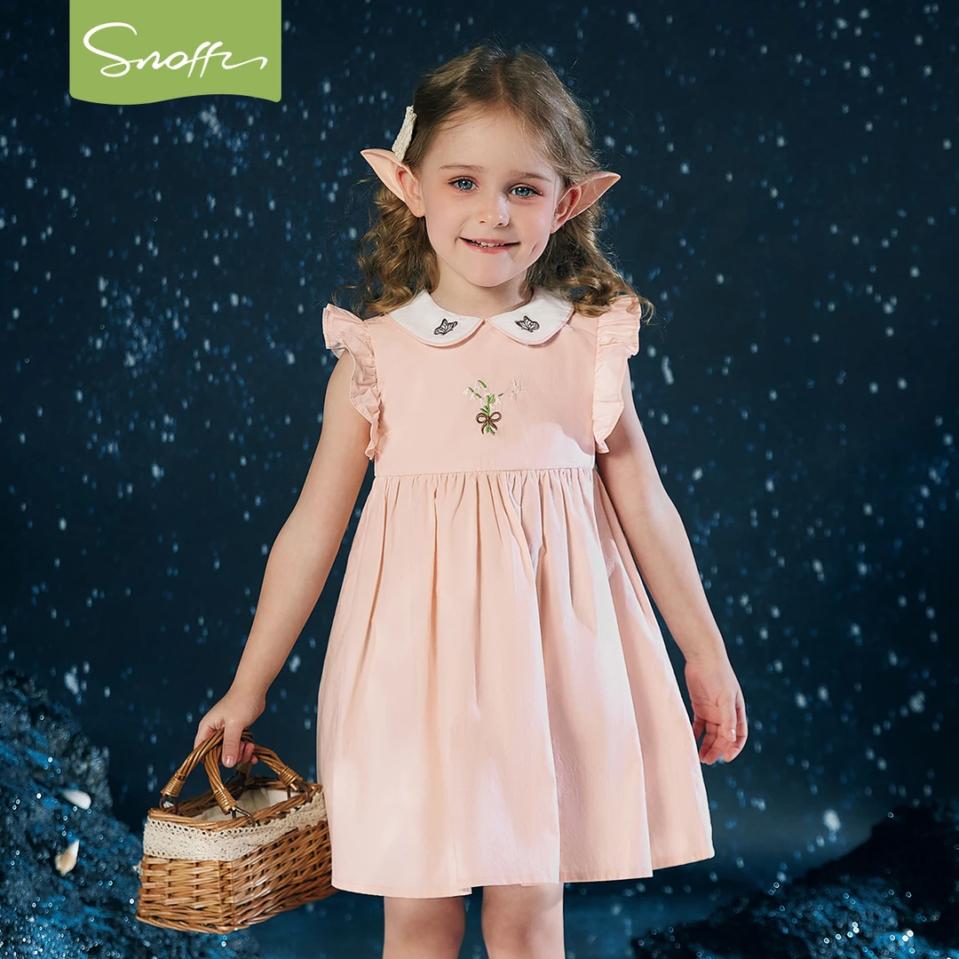【商场同款】斯纳菲女童连衣裙2025夏季新款女宝娃娃领刺绣公主裙