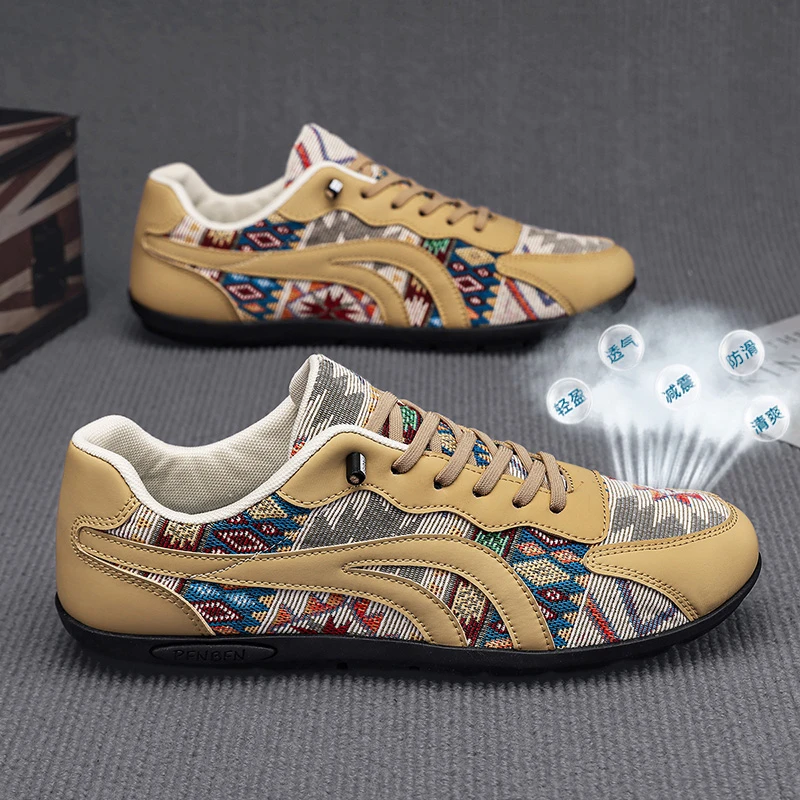 【成功男士都在穿】夏季男鞋一脚蹬印花板鞋透气轻便雨伞布豆豆鞋潮