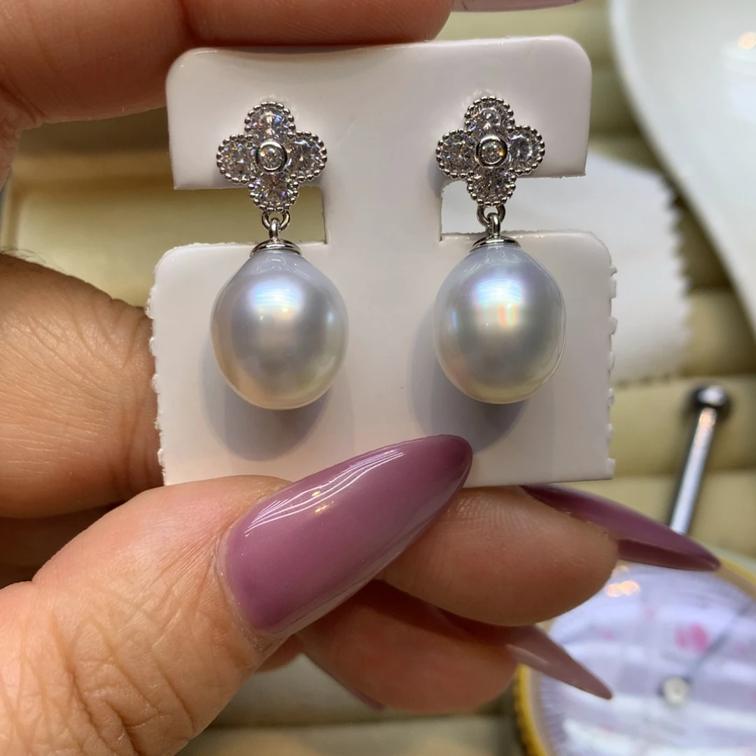 银S925镶嵌耳饰海水珍珠