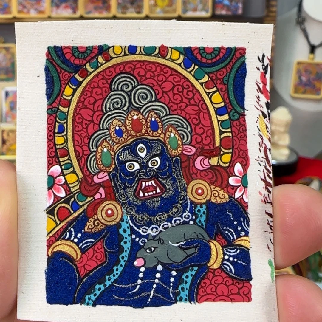 吊坠捡漏！【黑财神】青海热贡纯手绘