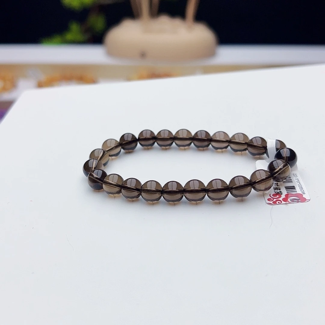 烟晶手链未镶嵌茶晶8mm双A