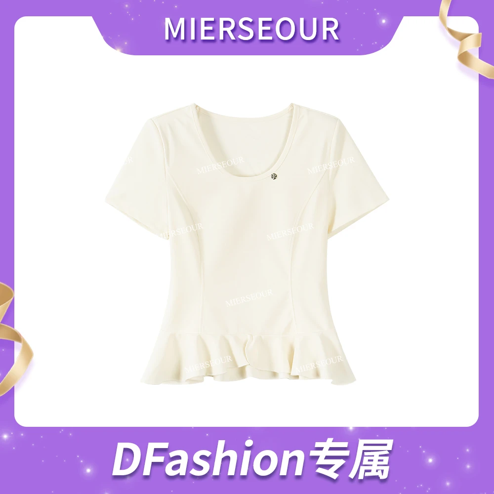 【心动信号】柔美拼接花边收腰短袖上衣1893