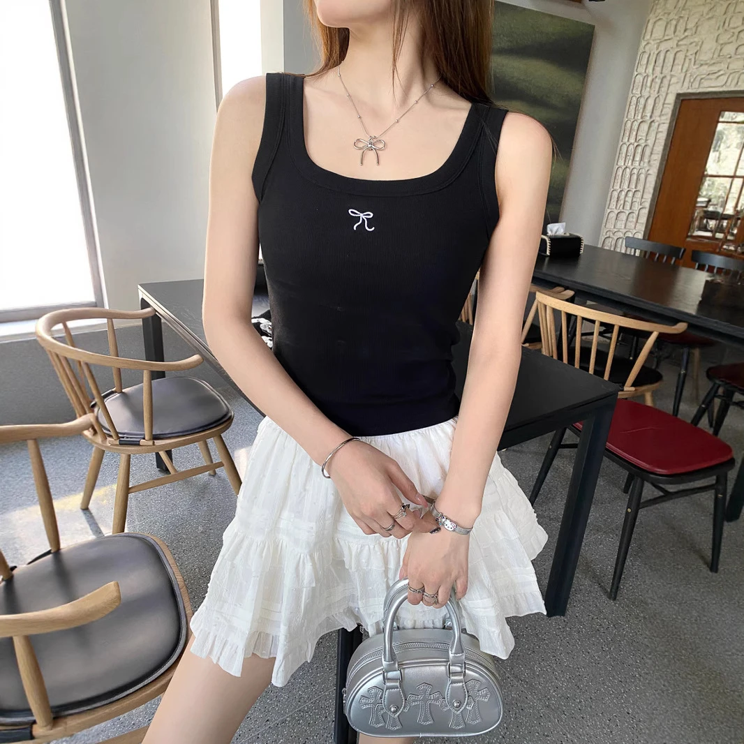 辣妹修身工字背心夏季防走光莫代尔宽肩带上衣百搭显瘦外穿吊带女