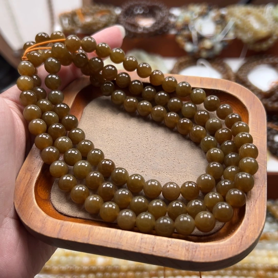 毛衣链未镶嵌和田玉珠串8mm