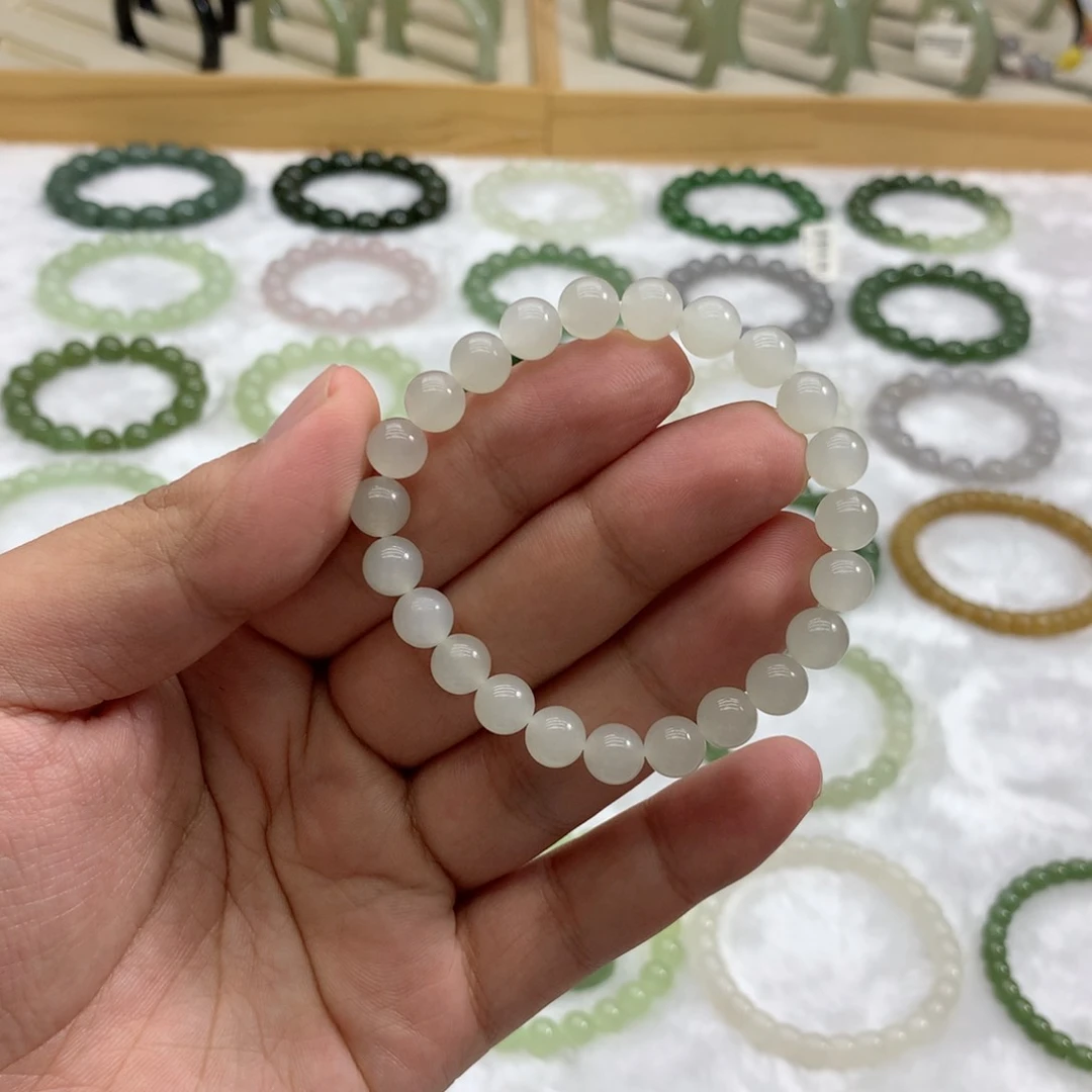 未镶嵌手串和田玉（冰白玉7.7）