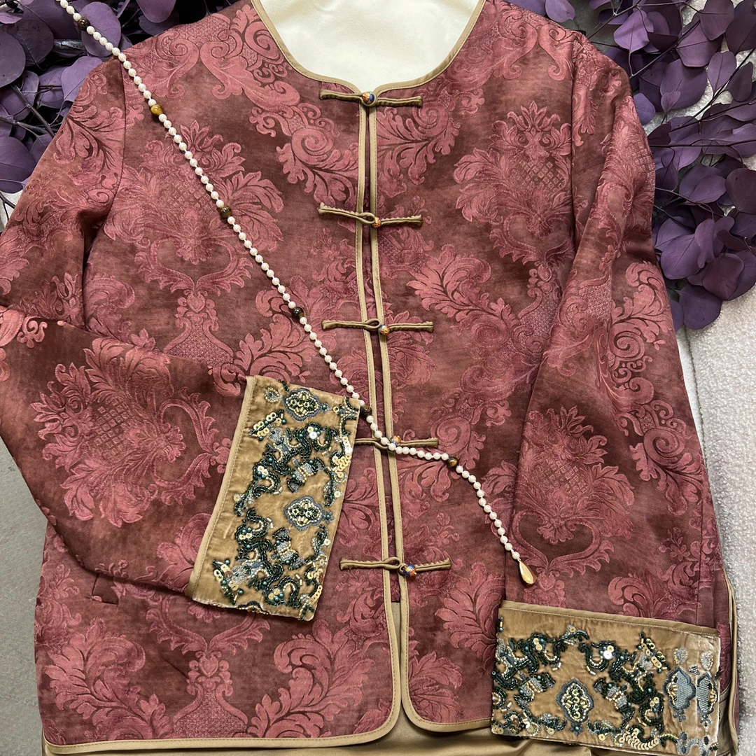 2025秋款百搭提花长袖外套52757