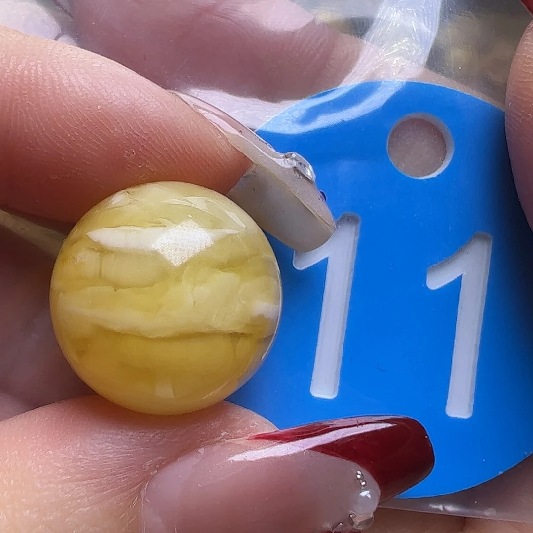 蜜蜡未镶嵌珠宝奇石微花粉16mm虎皮圆珠