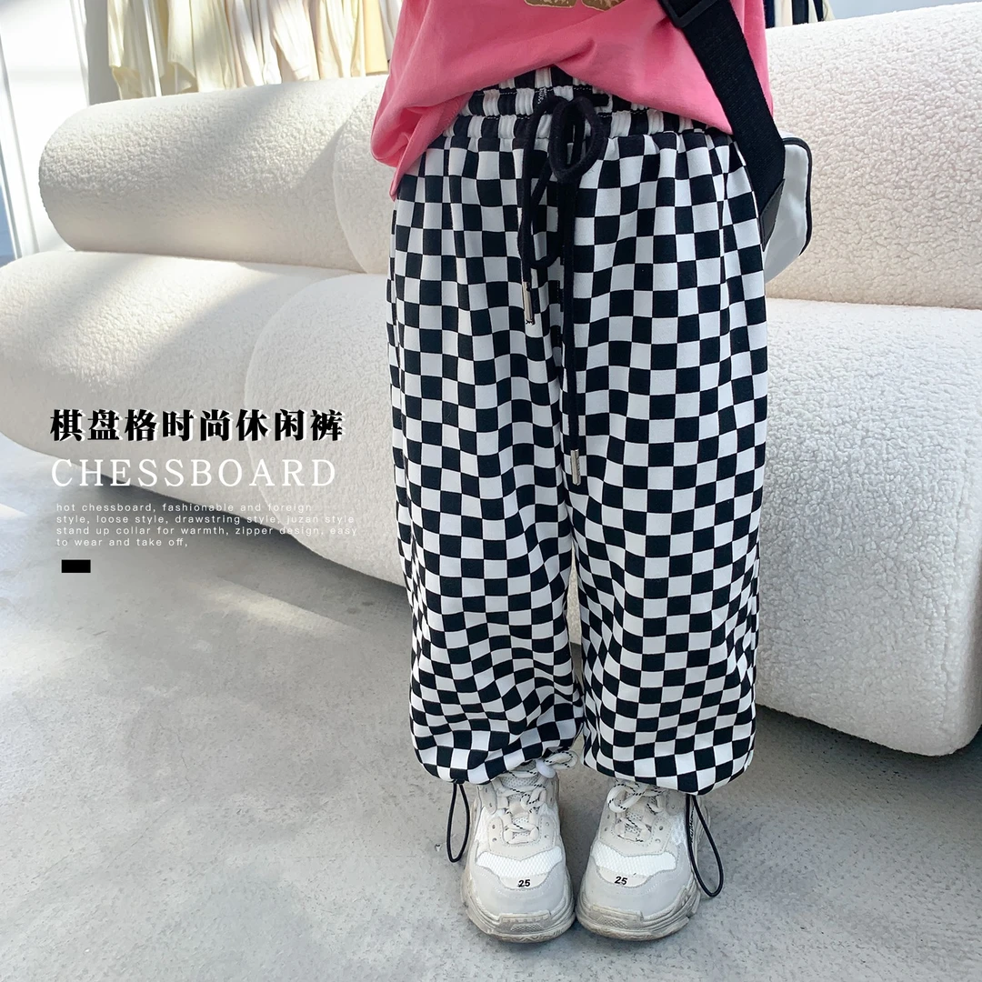 女童洋气格子运动长裤AZC11163