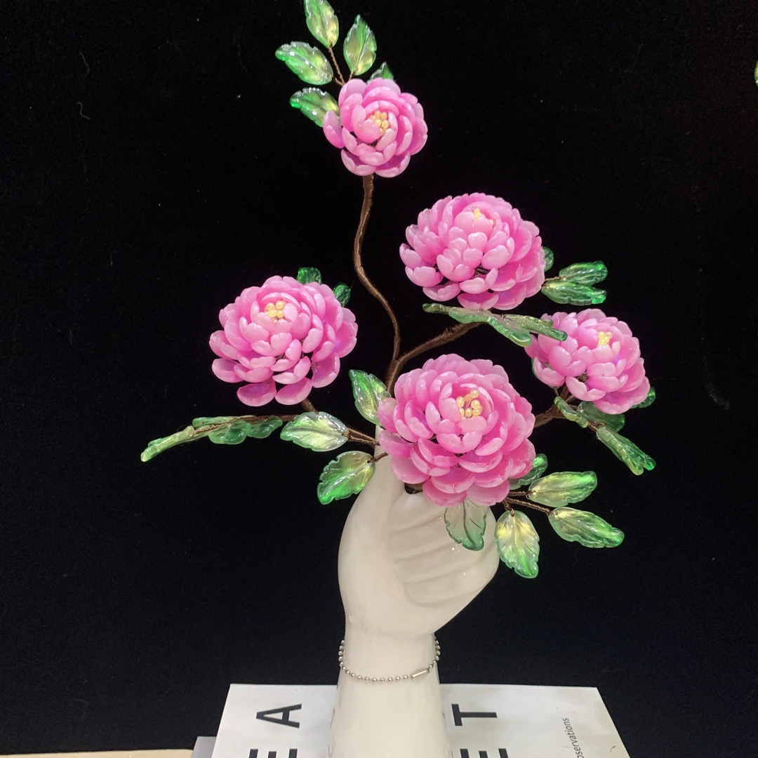 【5朵5层琉璃盆栽】手工diy琉璃牡丹花材料包