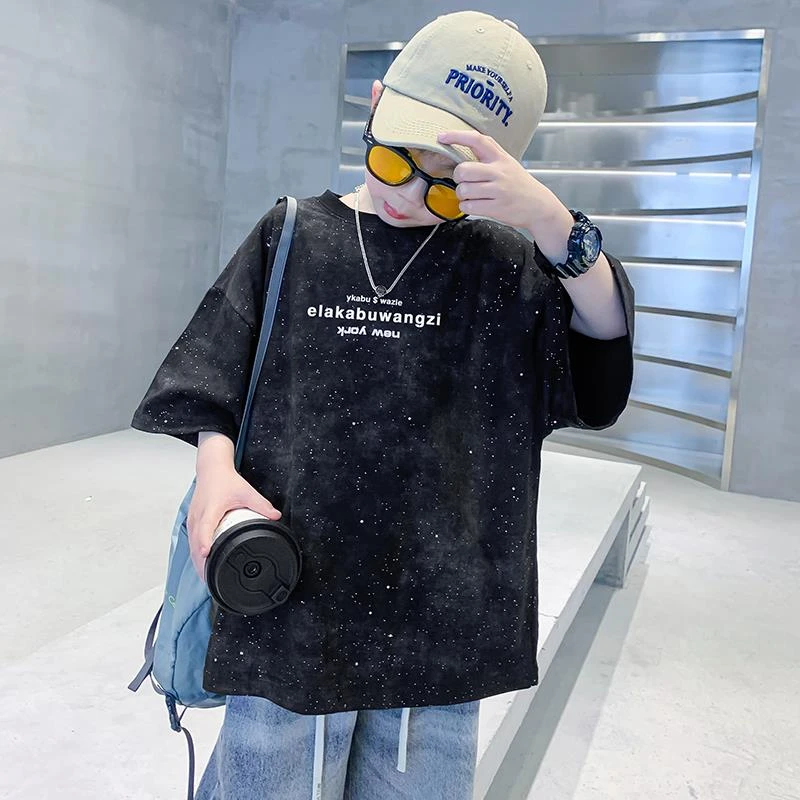 大男童夏装短袖t恤棉2025新款儿童半袖体恤夏季薄宽松透气上衣T