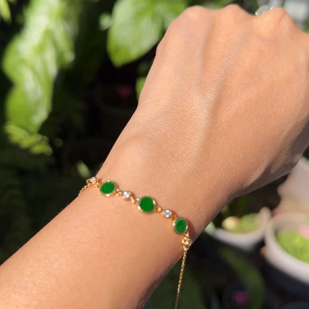 翡翠未镶嵌颈饰圆梦牌手链