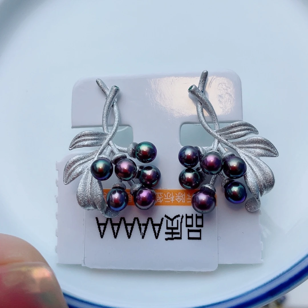 淡水珍珠耳饰银S925镶嵌w17