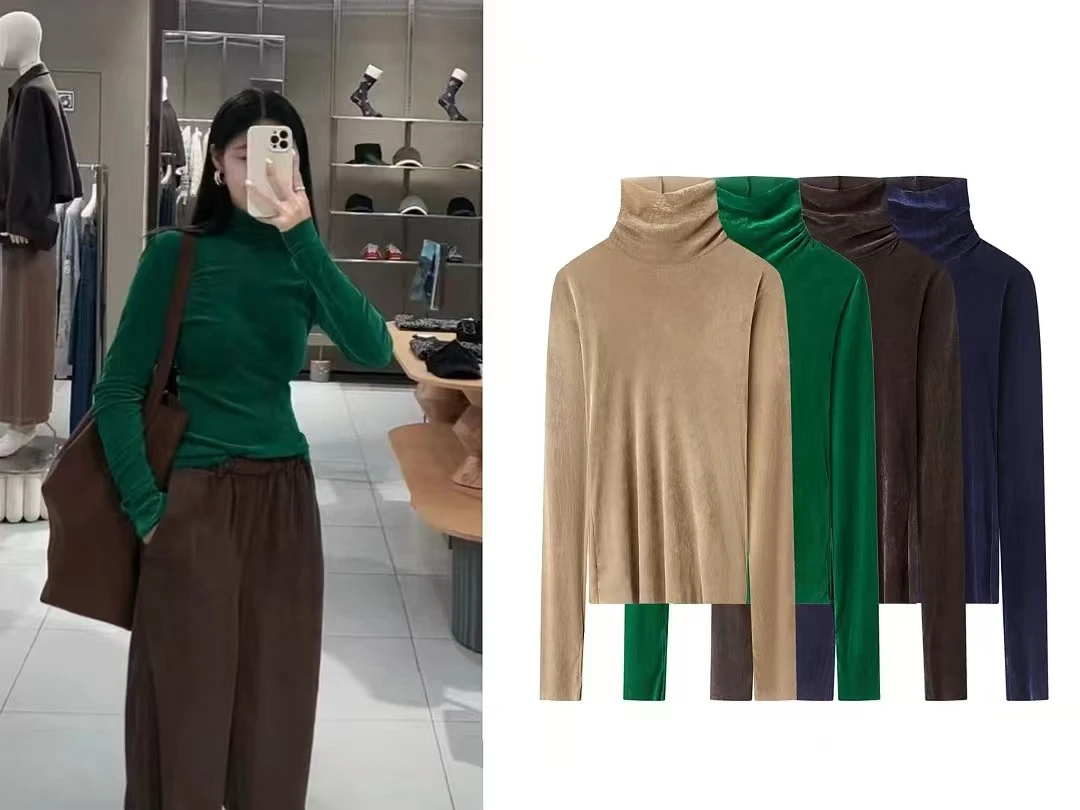 2025冬新款丝绒高领长袖打底T恤衫【8993】