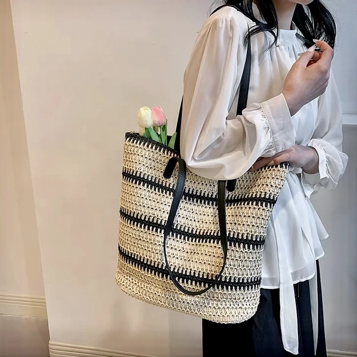 草编包包女2025春季新款时尚简约大容量单肩包休闲通勤托特包女包