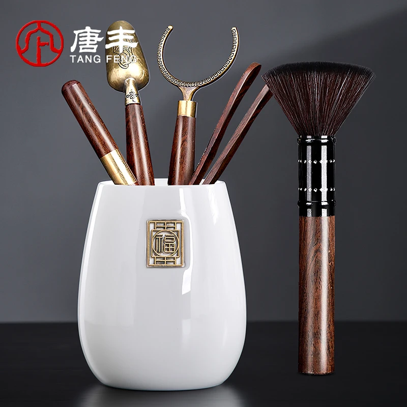 唐丰全套茶道六君子套装功夫茶具配件泡茶专用夹茶筒镊子摆件T