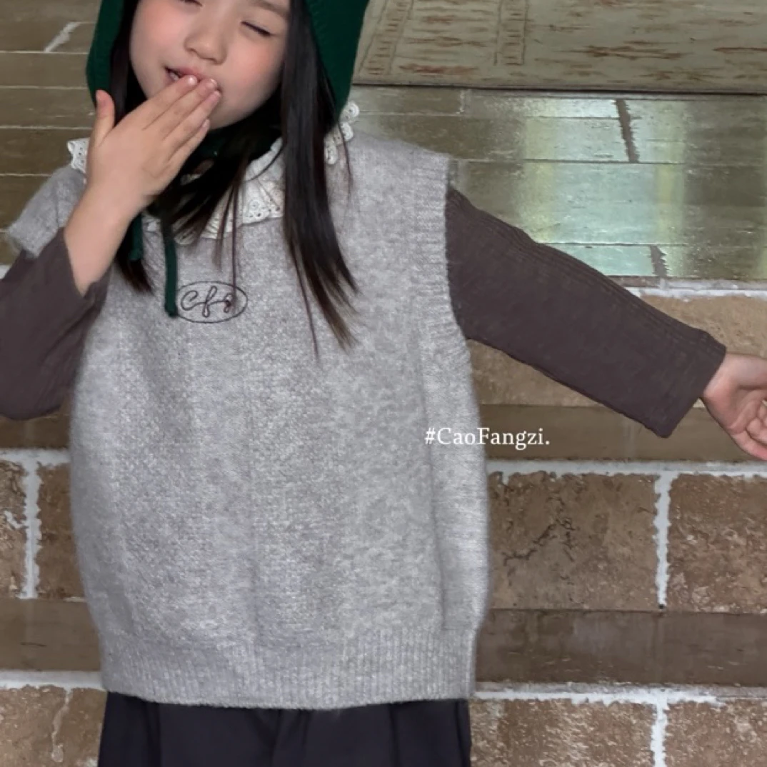 草房子 25秋 女童毛衣马甲+打底衫两件套25308
