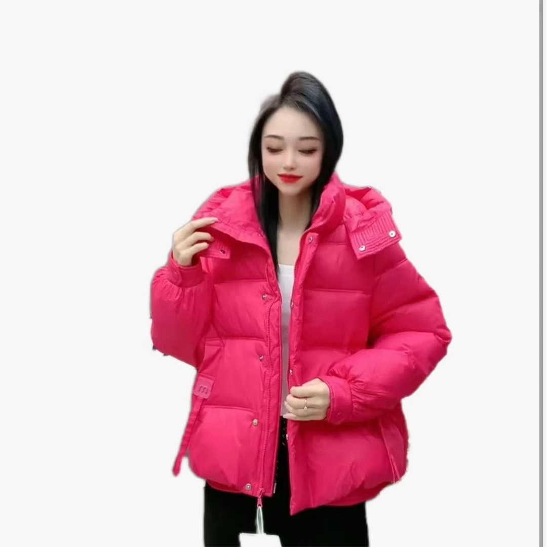 欧洲站棉衣女新款长袖连帽双兜纯色时尚休闲宽松网红棉服