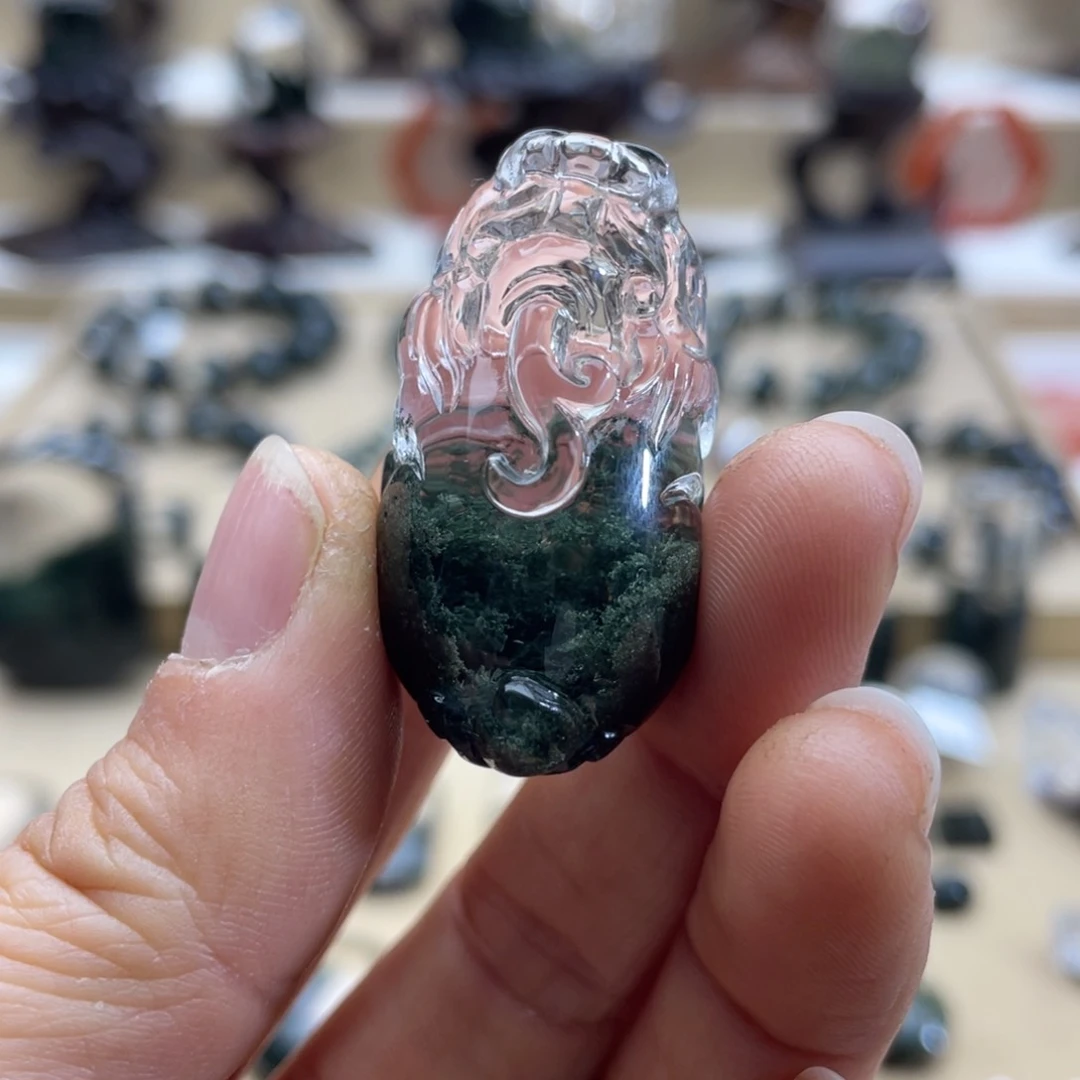 水晶颈饰未镶嵌绿幽灵聚宝盆貔貅