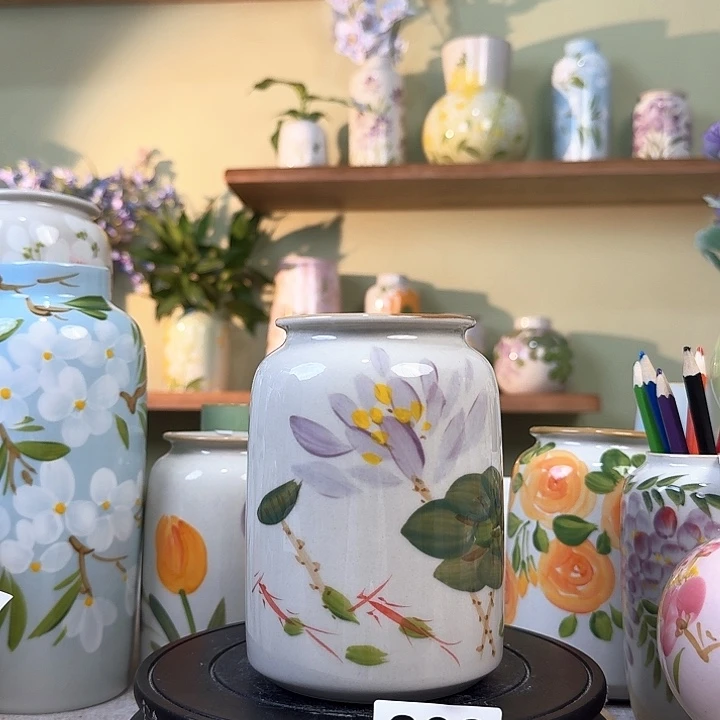 景德镇手绘陶瓷花瓶摆件无孔