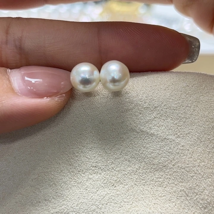 银S925镶嵌耳饰海水珍珠60号