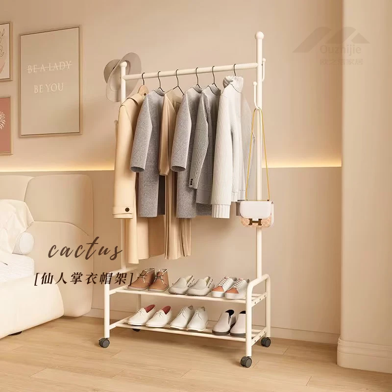 衣帽架落地式落地家用阳台可移动多功能收纳简易收纳晾衣架子房间