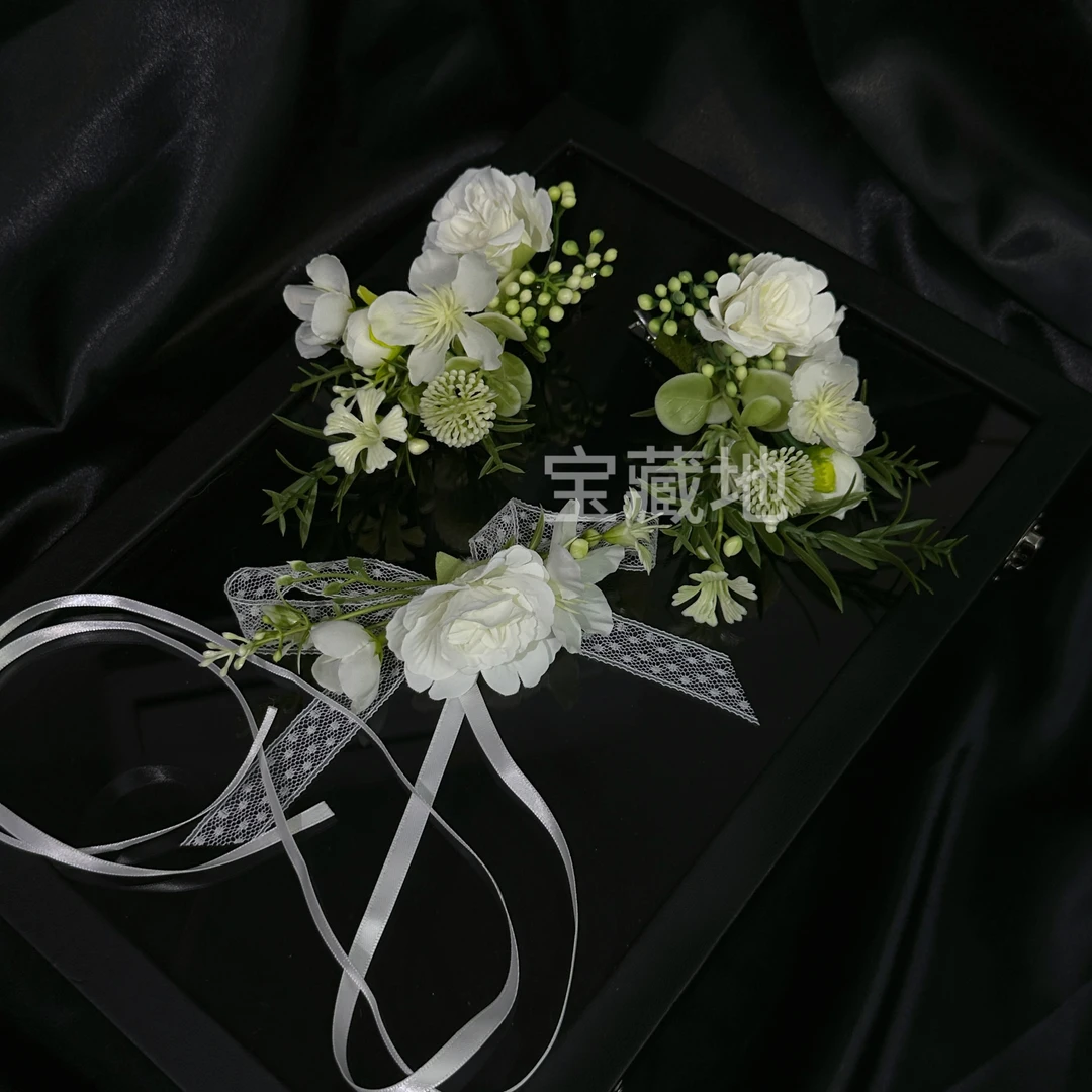 7750新款新娘森系侧边对夹仿真花拍照写真出片头饰