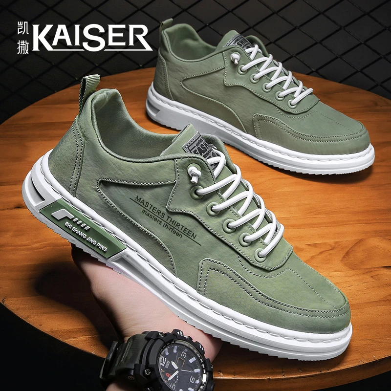 KAISER/凯撒·男鞋冬季潮流百搭休闲帆布鞋子男款透气低帮运动板鞋