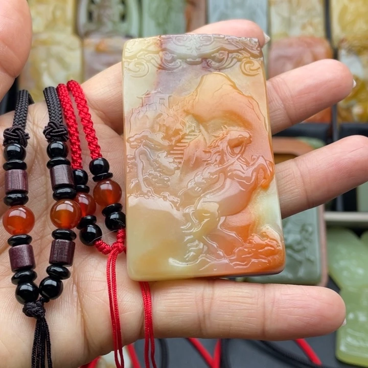 期***福石材家居饰品生肖马一套