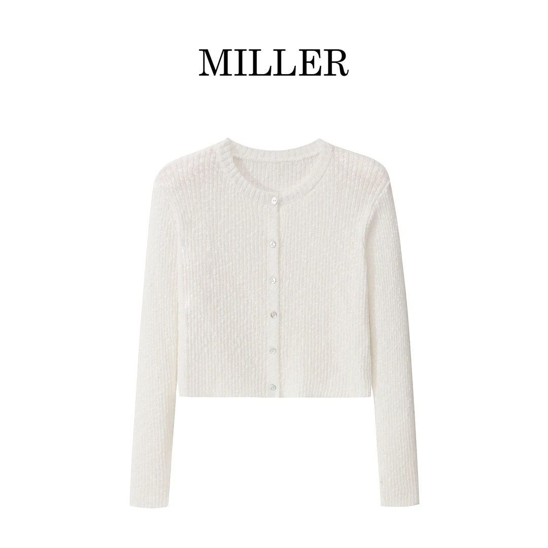 MILLER [名媛]进口棉纱小香风气质针织开衫短款上衣-29189