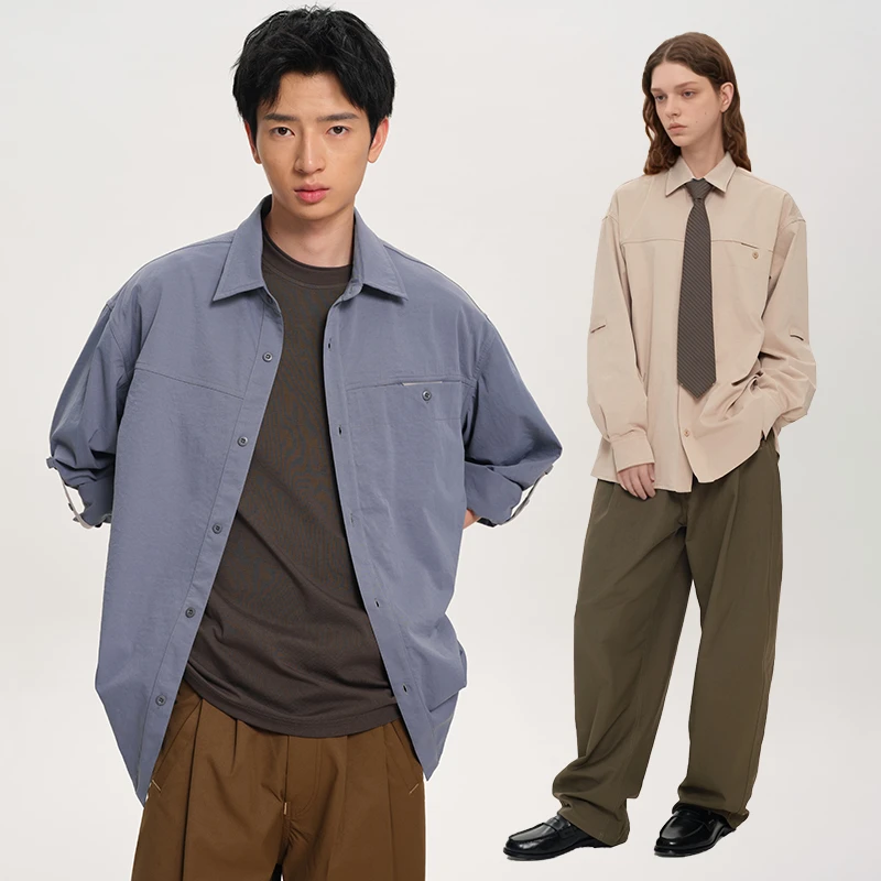 喂牌2025新款工装长袖衬衫女夏季宽松内搭叠穿日系高级感上衣男