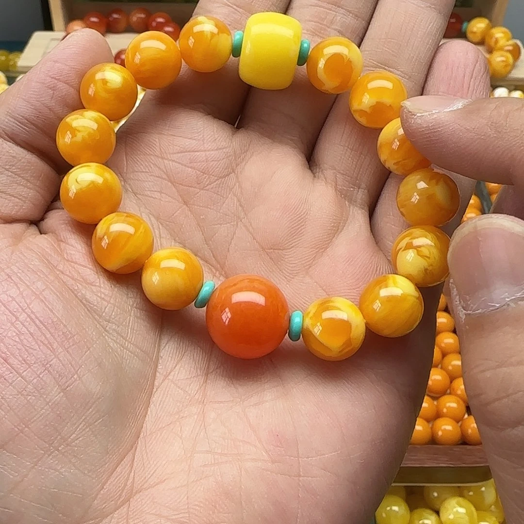 来***生树脂非金属精品老蜡素串搭配一条
