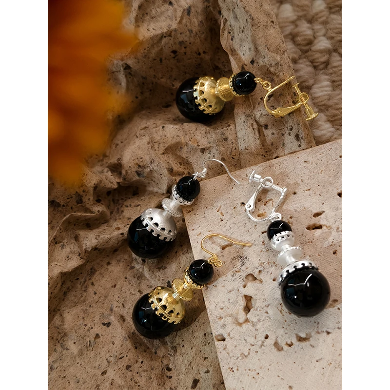 铜合金耳饰 meiyang 灯盏耳环 简约大气竖纹肌理百搭耳针/耳夹