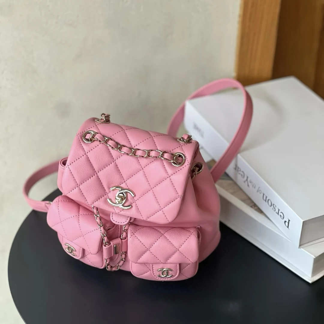 99新 Chanel/香奈儿 青奢荟/粉色23p小青蛙小号双肩包///65171