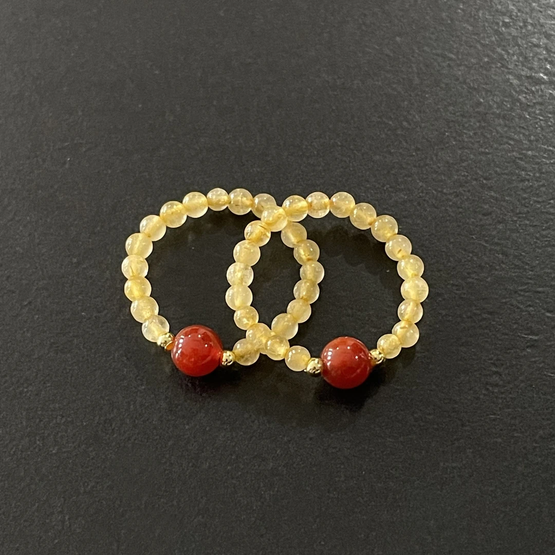 【卓希美】黄玛瑙原创精美弹力戒指多样性发其一 编号-NY54062