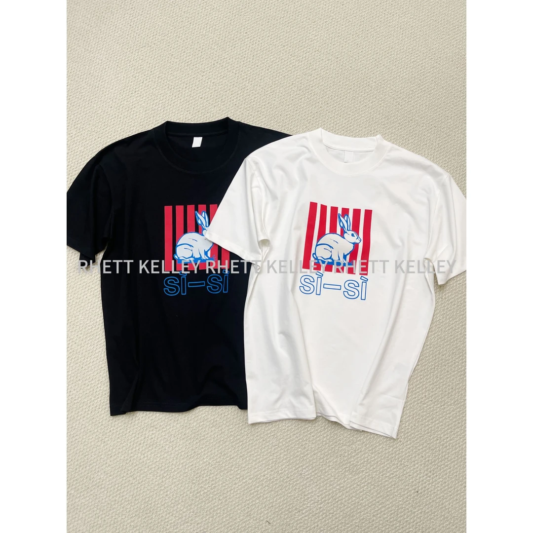 『幸运兔』夏季短袖圆领印花男女同款上衣百搭时尚休闲简约T恤w20